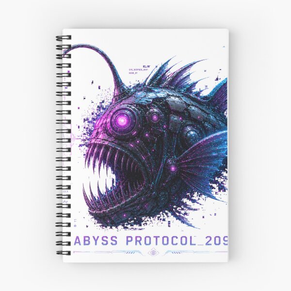 Item preview, Abyss Protocol 2097 Cyber Anglerfish – Dark Neon Deep Sea Monster Design designed and sold by FusiTink.