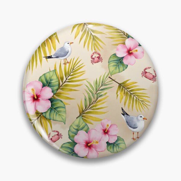 Item preview, Pastel Beach Coastal Illustration | Seagulls, Flowers & Crabs Summer Seaside Art designed and sold by PeacefulD-signs.