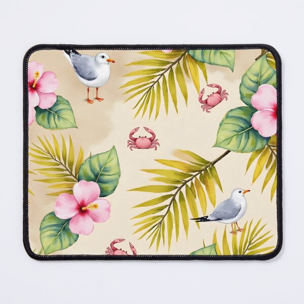 Item preview, Pastel Beach Coastal Illustration | Seagulls, Flowers & Crabs Summer Seaside Art designed and sold by PeacefulD-signs.