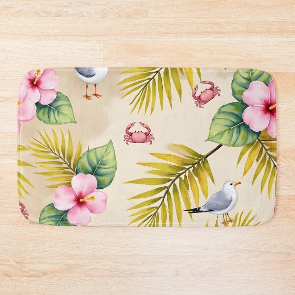 Item preview, Pastel Beach Coastal Illustration | Seagulls, Flowers & Crabs Summer Seaside Art designed and sold by PeacefulD-signs.