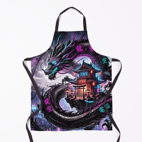 Item preview, Cyberpunk Dragon Floating Temple Neon Skyline Art designed and sold by Osmose-Studio.