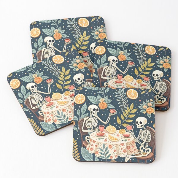 Item preview, Spooky Citrus Skeleton Tea Party designed and sold by Petal & Pattern Co.