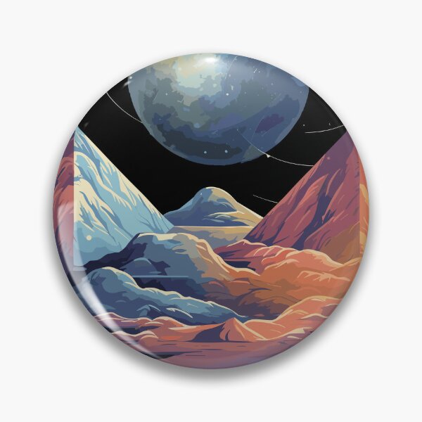 Item preview, Mountain Moon Orbit Blue Orange Cosmic Landscape Space Art designed and sold by NaturesRepose.