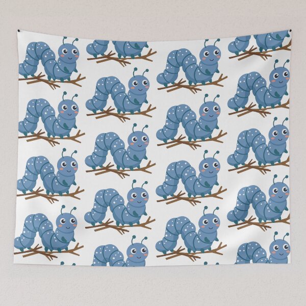 Item preview, Blue Caterpillar Garden Illustration designed and sold by BetweenForms.