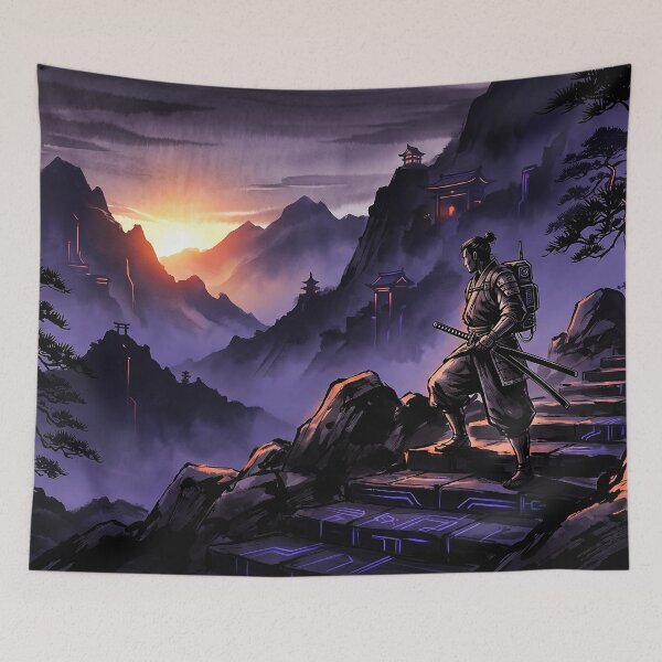 Item preview, Cyberpunk Samurai Mountain Sunrise Dawn Art designed and sold by Osmose-Studio.