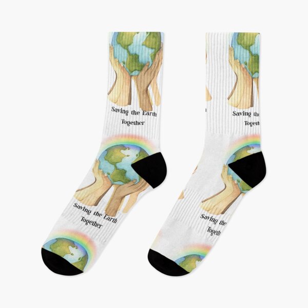 Item preview, Save the Earth Together Watercolor Rainbow Earth Hands  designed and sold by julyperson.
