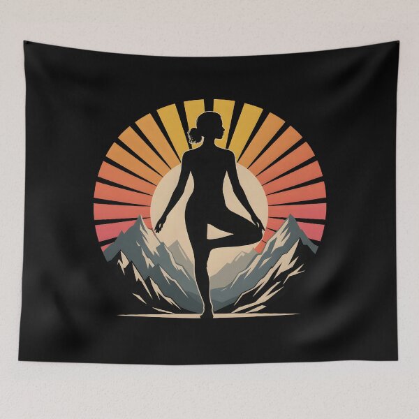 Item preview, Retro Sun Yoga Silhouette designed and sold by AlchemyColor.