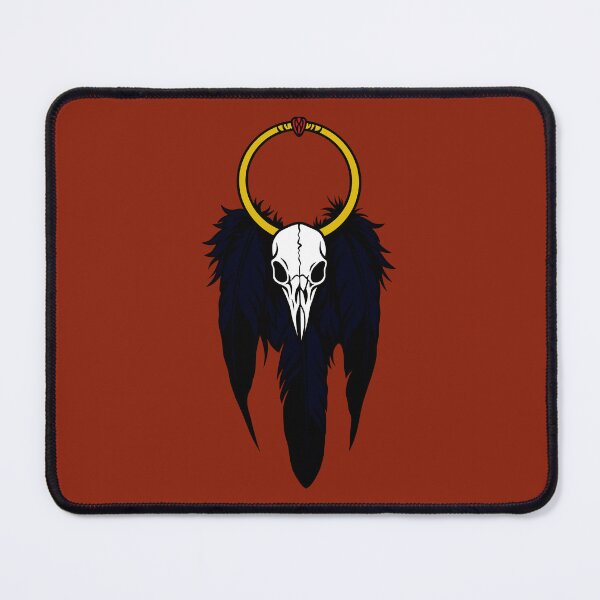 Item preview, Hanging Raven Skull and Feathers on a Ring with a Stone designed and sold by SanyaConcept.