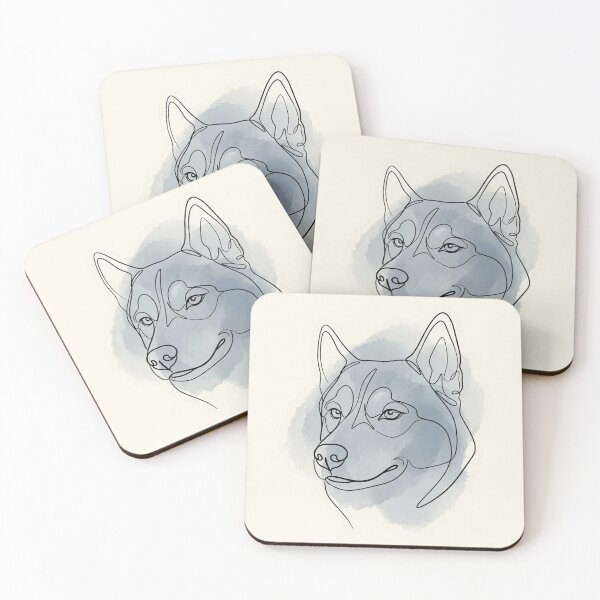 Item preview, Minimalist Line Art Smirking Siberian Husky Side Eye designed and sold by DuckOddity.