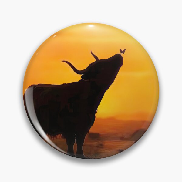 Item preview, Highland Calf Cow with Butterfly on Farm in Country Sweet Sunset Beautful Inspiring  designed and sold by Stephanie Laird.