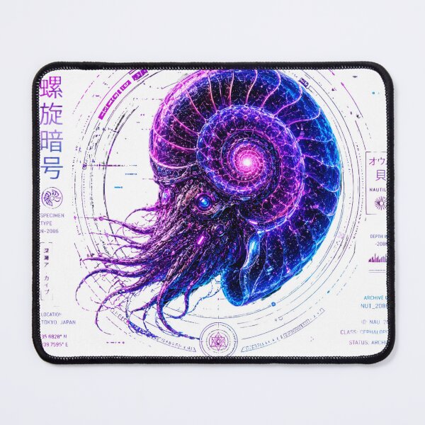 Item preview, Spiral Code 2086 Neon Nautilus Archive – Futuristic Cyber Ocean Design designed and sold by FusiTink.