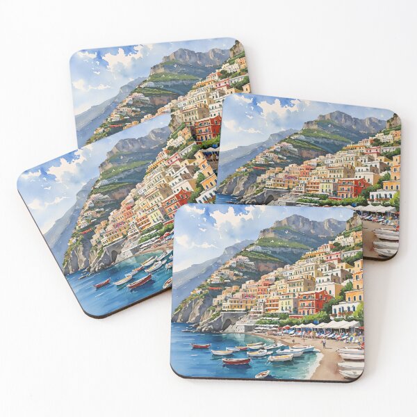 Item preview, Amalfi Coast Dream – Positano Beach Watercolor Art designed and sold by UmSkelig834.