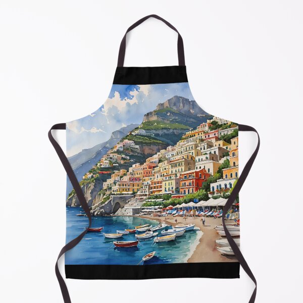 Item preview, Amalfi Coast Dream – Positano Beach Watercolor Art designed and sold by UmSkelig834.