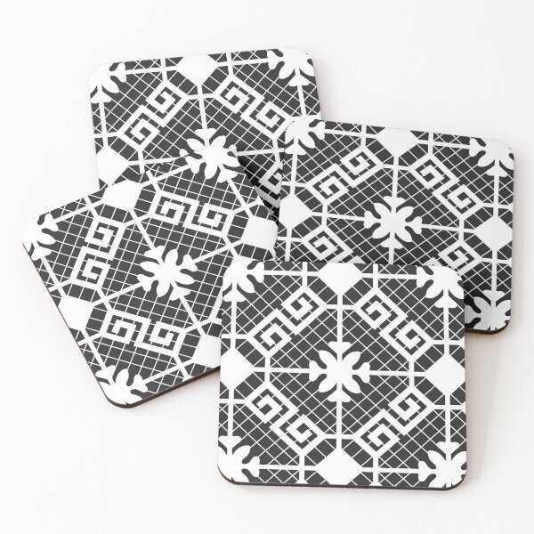Item preview, Greek Key Black and White Tiles designed and sold by VintageStyle.