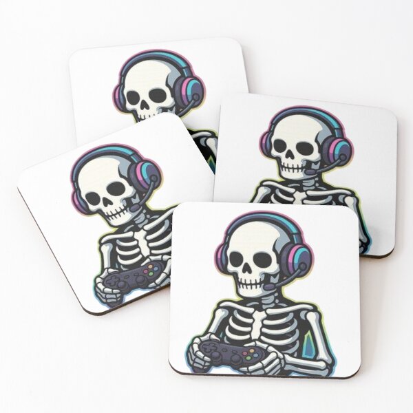 Item preview, Cute Skeleton Gamer with Headset | Gaming Skull Cartoon Sticker designed and sold by SkeletonMood.