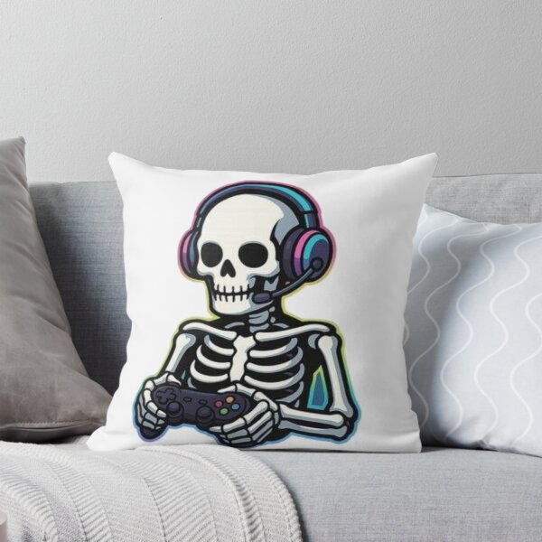 Item preview, Cute Skeleton Gamer with Headset | Gaming Skull Cartoon Sticker designed and sold by SkeletonMood.