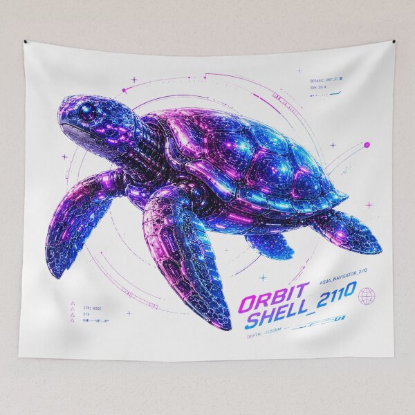 Item preview, Orbit Shell 2110 Cyber Sea Turtle – Neon Biomechanical Ocean Guardian Design designed and sold by FusiTink.