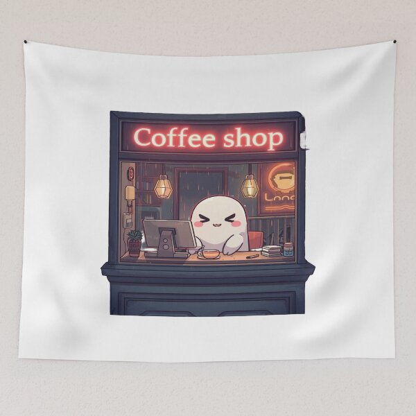 Item preview, Cozy Ghost Coffee Shop designed and sold by ItzLacarth.
