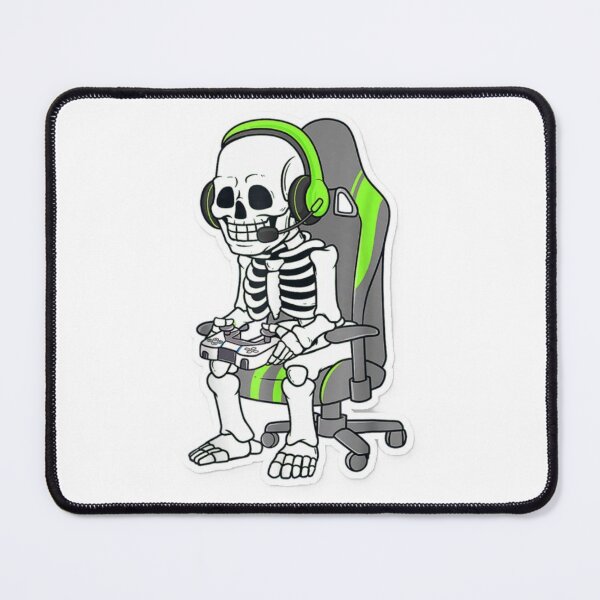 Item preview, Funny Skeleton Gamer on Gaming Chair | Cute Gamer Skull Sticker designed and sold by SkeletonMood.