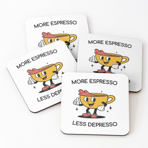 Item preview, More Espresso Less Depresso – Retro Coffee Cup Funny Quote! designed and sold by SupplyCode.