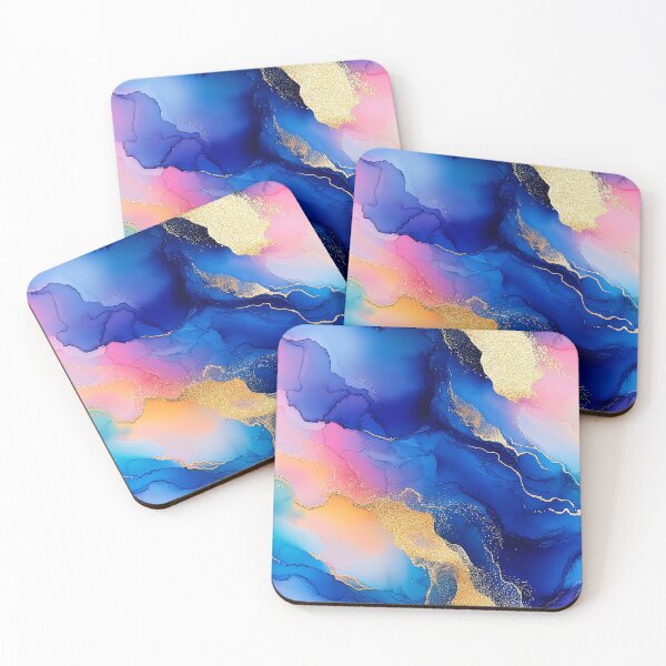 Item preview, Blue Alcohol Ink Abstract With Golden Hues Accents designed and sold by DEC02.