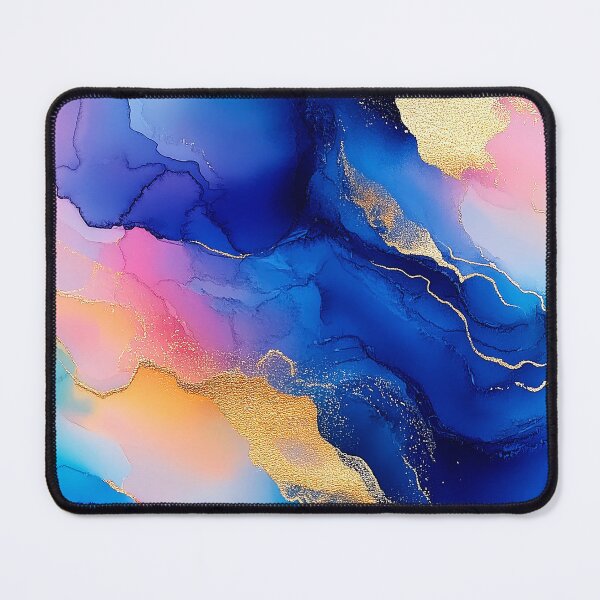 Item preview, Blue Alcohol Ink Abstract With Golden Hues Accents designed and sold by DEC02.