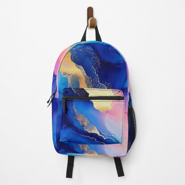 Item preview, Blue Alcohol Ink Abstract With Golden Hues Accents designed and sold by DEC02.