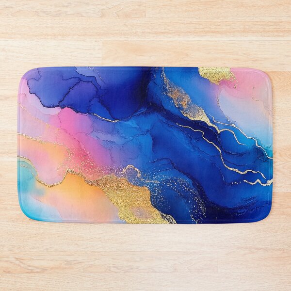 Item preview, Blue Alcohol Ink Abstract With Golden Hues Accents designed and sold by DEC02.