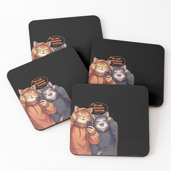 Item preview, We Look Unserious Together Mirror Selfie Cats Illustration designed and sold by alvinavery.