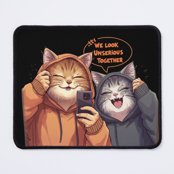 Item preview, We Look Unserious Together Mirror Selfie Cats Illustration designed and sold by alvinavery.