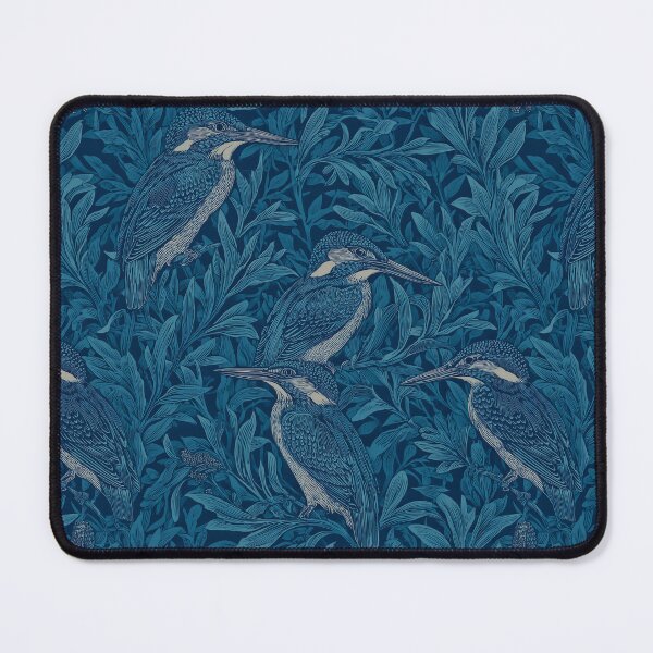 Item preview, Kingfisher Print — Indigo Blue Botanical Bird Art — William Morris Style designed and sold by BestVarieties.