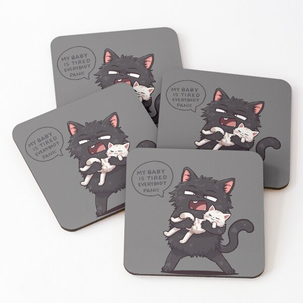 Item preview, My Baby Is Tired Everybody Panic Funny Black Cat Illustration designed and sold by alvinavery.