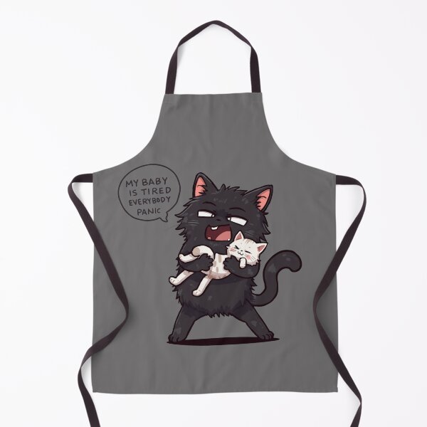 Item preview, My Baby Is Tired Everybody Panic Funny Black Cat Illustration designed and sold by alvinavery.