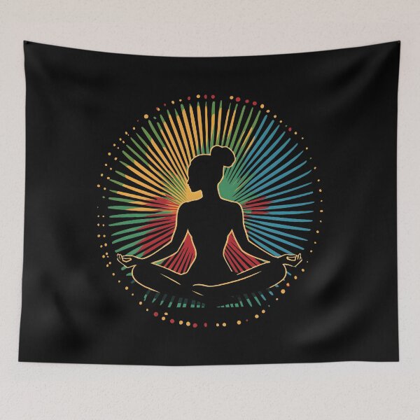 Item preview, Yoga Silhouette Retro Sun designed and sold by AlchemyColor.