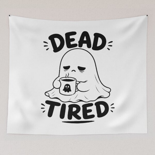 Item preview, “Dead Tired” Cute Ghost Coffee Lover Funny Halloween T-Shirt designed and sold by BlackBoneArt.