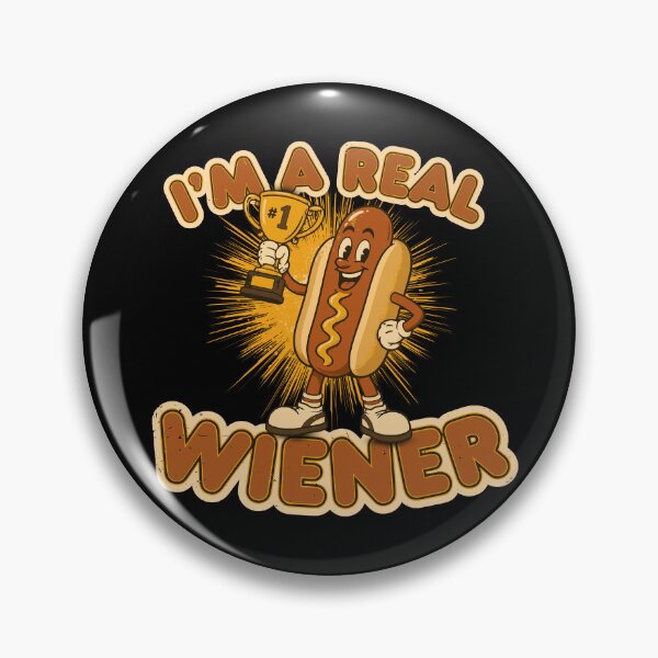 Item preview, I’m A Real Wiener Funny Retro Hot Dog Cartoon designed and sold by KennyTheBartender.