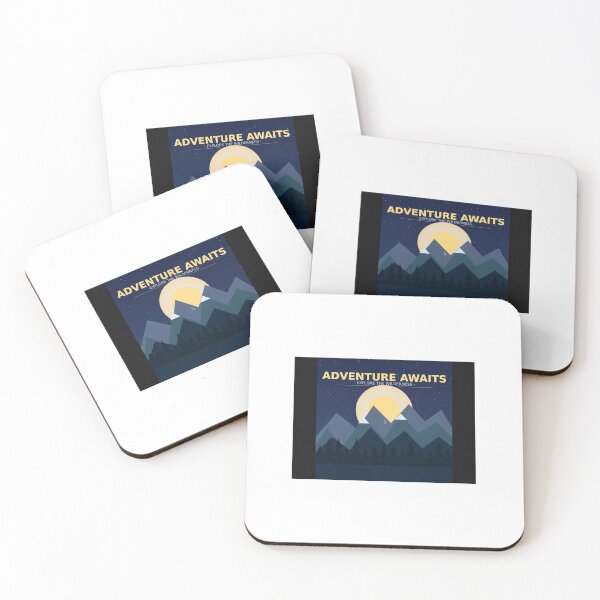 Item preview, Adventure Awaits Mountain Landscape Night Sky Poster designed and sold by Reichcorp.