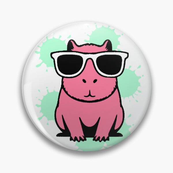 Item preview, Cool Pink Capybara with Sunglasses Mint Splash Background designed and sold by AstronautMerch.