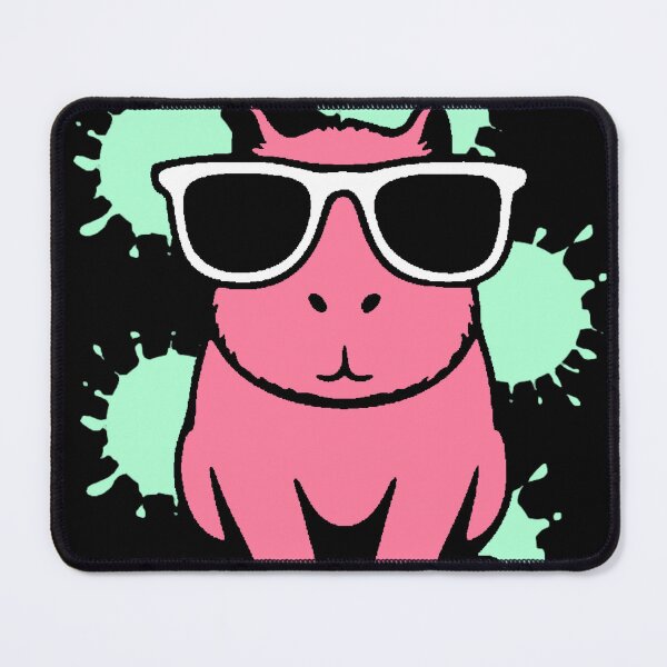 Item preview, Cool Pink Capybara with Sunglasses Mint Splash Background designed and sold by AstronautMerch.