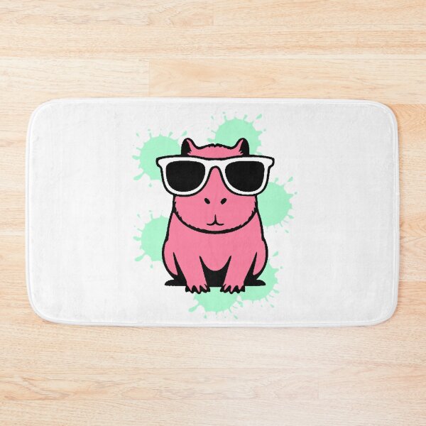 Item preview, Cool Pink Capybara with Sunglasses Mint Splash Background designed and sold by AstronautMerch.