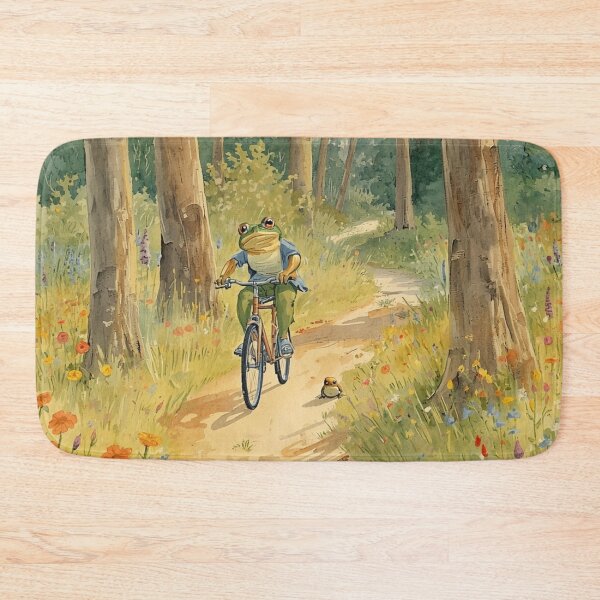 Item preview, Vintage Frog on a Bicycle in the Forest  designed and sold by julyperson.