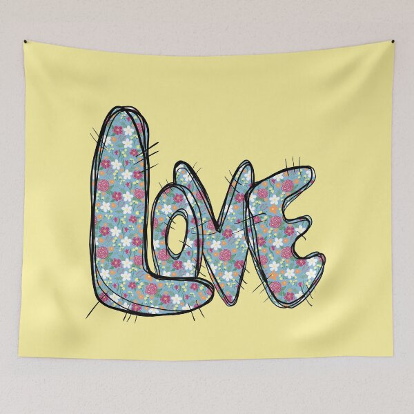 Item preview, Love Floral Patchwork with yellow background  designed and sold by missmann.