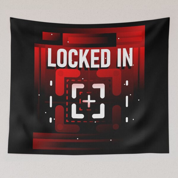 Item preview, Cyberpunk HUD Locked In Graphic - Red & Black Stippled Art designed and sold by The Nomadic Designs.