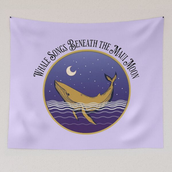Item preview, Whale Songs Beneath the Maui Moon Coastal Ocean Art Design designed and sold by Sachie's Studio.