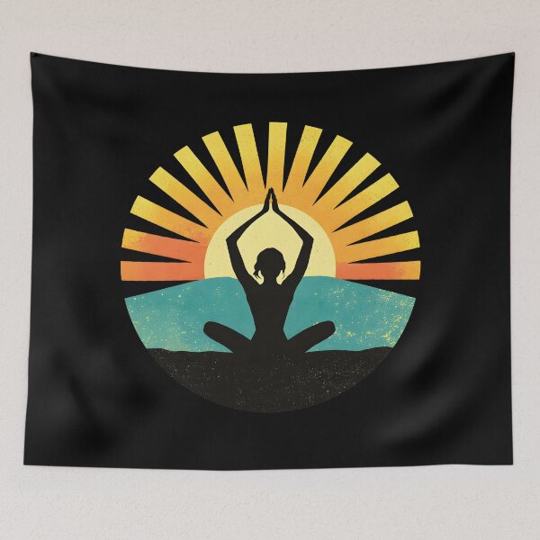 Item preview, 70s Retro Sun Yoga Silhouette designed and sold by AlchemyColor.