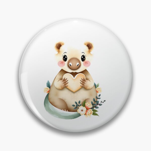 Item preview, Cute Baby Wombat Holding Cream Heart With Roses designed and sold by Passionread.