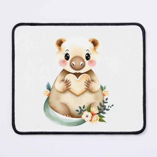 Item preview, Cute Baby Wombat Holding Cream Heart With Roses designed and sold by Passionread.