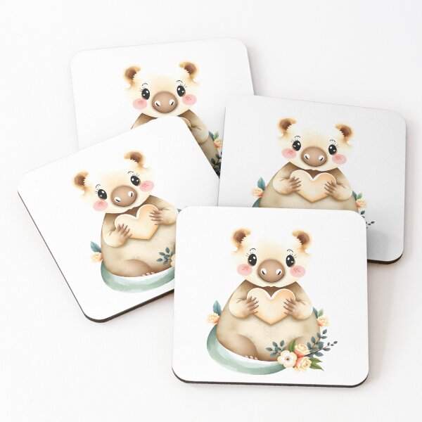 Item preview, Cute Baby Wombat Holding Cream Heart With Roses designed and sold by Passionread.