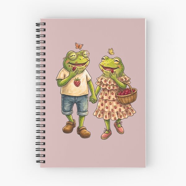 Item preview, Vintage Frog Couple Picking Raspberries | Romantic Cottagecore Frogs designed and sold by EnlightArt.
