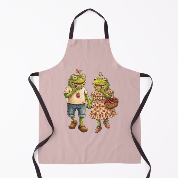 Item preview, Vintage Frog Couple Picking Raspberries | Romantic Cottagecore Frogs designed and sold by EnlightArt.